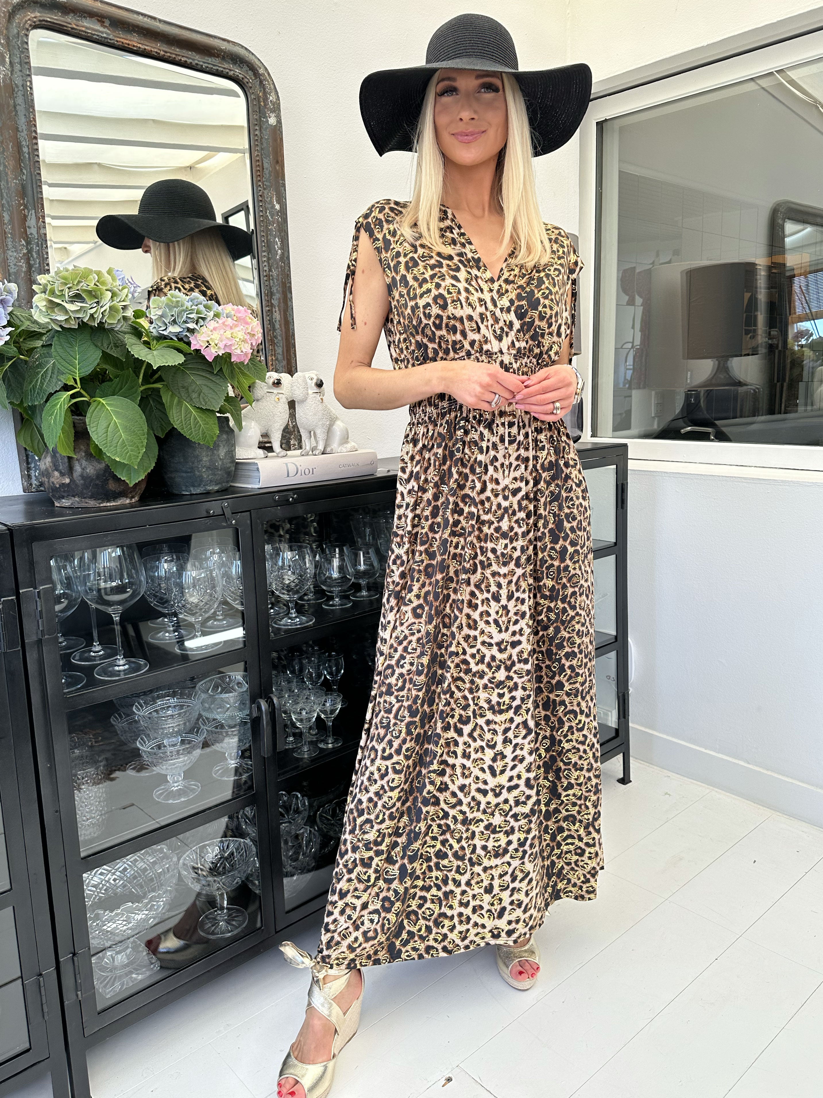 Pams Leo Sleeveless - Lang elastisk kjole i krølfrit stof